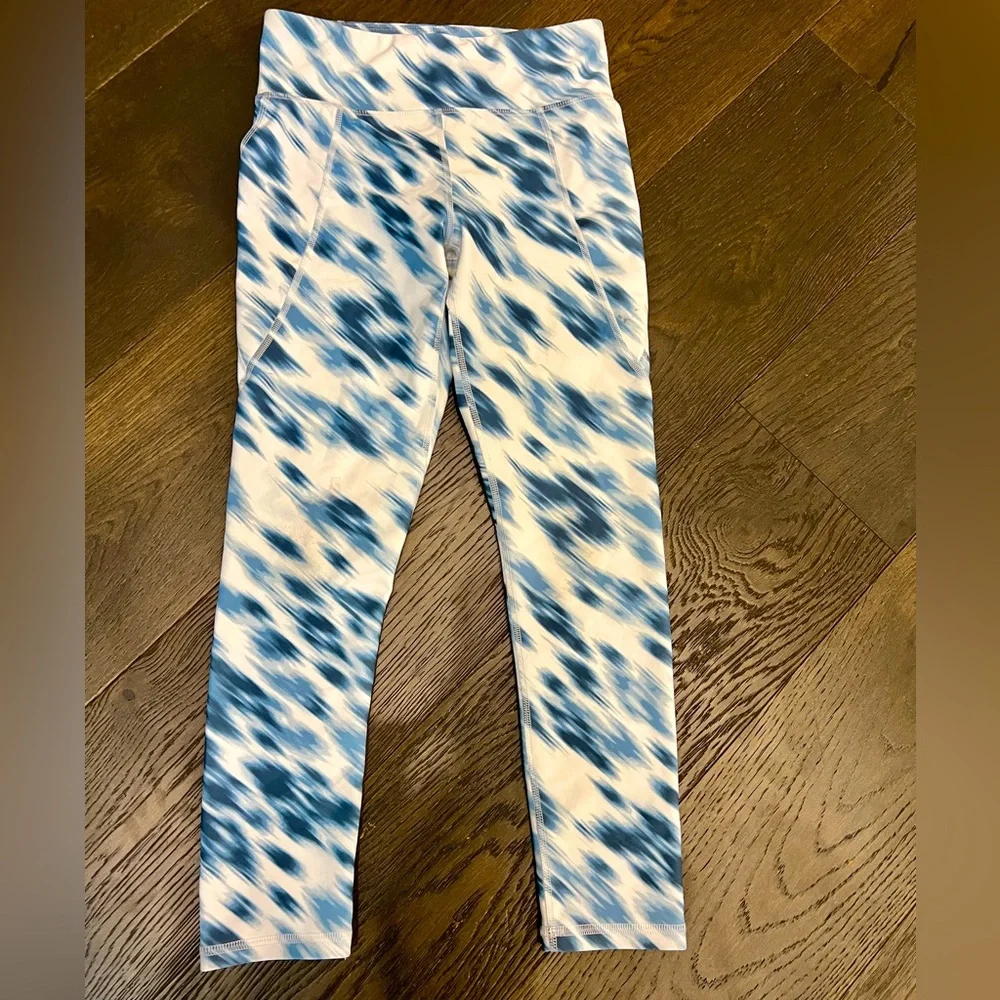 Old Navy Girls High-Rise Active Leggings Large‎ 10-12 Blue Tie-Dye Powersoft